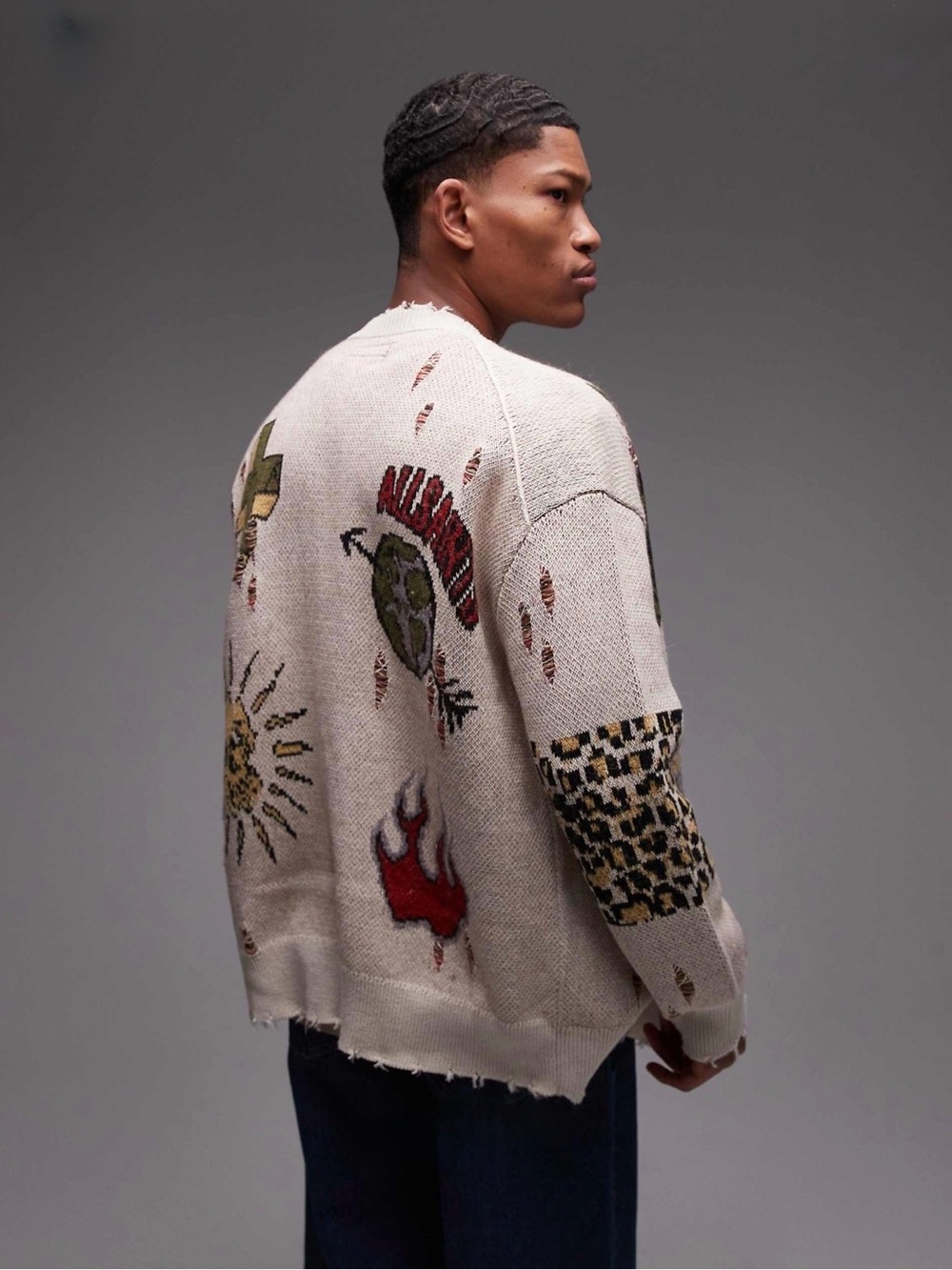Allsaints Jay cardigan unisex in ecru white